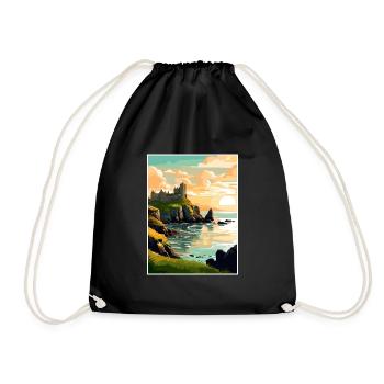 Dunluce Castle Irlande Vintage Travel Poster WPA - Sac de sport léger - noir - Devant