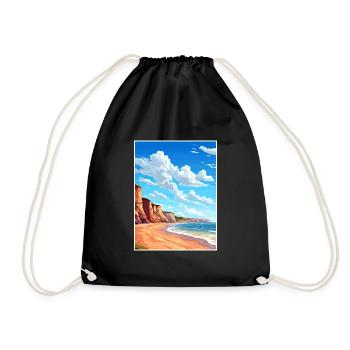 Torquay Cliffs England Vintage Travel Poster WPA - Drawstring Bag - black - Front