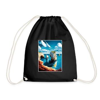 Old Harry Rocks England Vintage Travel Poster WPA - Drawstring Bag - black - Front
