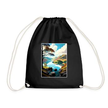 Ullswater Decoration Vintage Travel Poster WPA Art - Drawstring Bag - black - Front