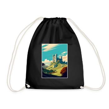 Corfe Castle Angleterre Vintage voyage affiche WPA Art - Sac de sport léger - noir - Devant