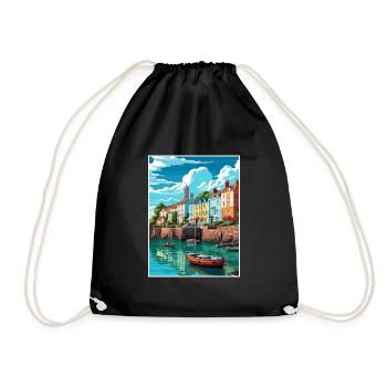 Tenby paysage marin Pays de Galles Vintage voyage affiche WPA Art - Sac de sport léger - noir - Devant