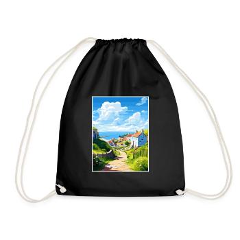 Porthoustock Cornouailles Vintage voyage affiche WPA - Sac de sport léger - noir - Devant