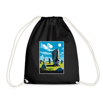 Avebury Stone Circle Vintage Travel Poster WPA Art - Drawstring Bag - black - Front