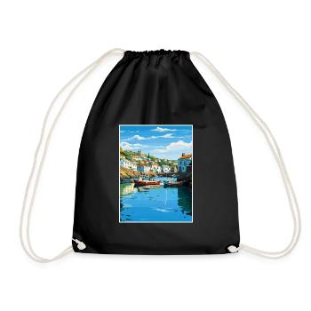 Polperro Cornwall Vintage voyage affiche Souvenir - Sac de sport léger - noir - Devant