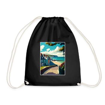 Lyme Regis England Vintage Travel Poster Souvenir - Drawstring Bag - black - Front