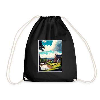 Inverness Scotland Vintage Travel Poster Souvenir - Drawstring Bag - black - Front