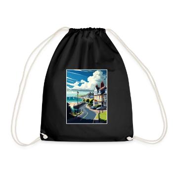 Lyme Regis England Vintage Travel Poster Souvenir - Drawstring Bag - black - Front