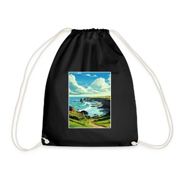 Hartland Quay Devon Vintage Travel Poster Souvenir - Drawstring Bag - black - Front