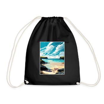Perranporth England Vintage Reiseposter Souvenir - Turnbeutel - Schwarz - Vorne