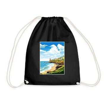 Porthleven Cornwall Vintage voyage affiche Souvenir - Sac de sport léger - noir - Devant
