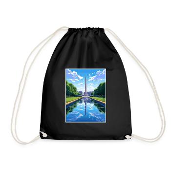 Washington Memorial Dc United States Travel Poster - Drawstring Bag - black - Front