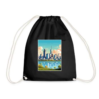Montreal Montrealgift Canada Vintage Travel Poster - Drawstring Bag - black - Front