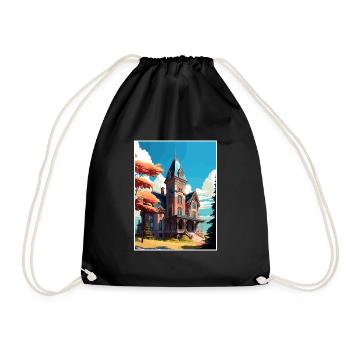 Olana State Historical Site New York Travel Poster - Drawstring Bag - black - Front