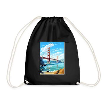 San Francisco Golden Gate Kalifornien Reiseposter - Turnbeutel - Schwarz - Vorne