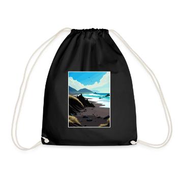 Black Sands Beach Decorschwarzes Kalifornisches Souvenir - Turnbeutel - Schwarz - Vorne