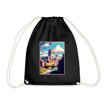 Durham England Vintage Travel Poster WPA Souvenir - Drawstring Bag - black - Front