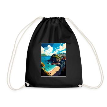 Torquay England Vintage Travel Poster WPA Souvenir - Drawstring Bag - black - Front