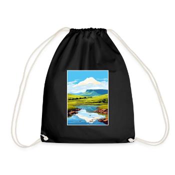 Brecon Beacons Vintage Travel Poster WPA Souvenir - Drawstring Bag - black - Front