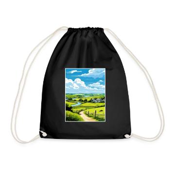 St Day Cornwall Vintage Travel Poster WPA Souvenir - Drawstring Bag - black - Front