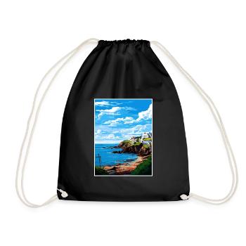 Portloe Cornwall Vintage voyage affiche Souvenir - Sac de sport léger - noir - Devant