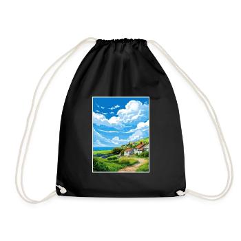 St Agnes Cornwall Vintage Travel Poster Souvenir - Drawstring Bag - black - Front