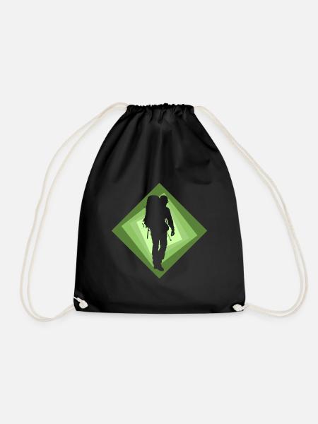 Backpacker Hiking Backpack - Drawstring Bag - black