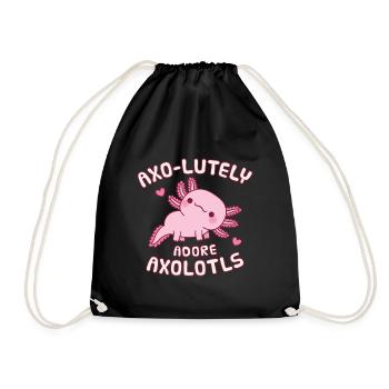 Cute Axolotl Axo-lutely Adore Axolotls Funny Pun - Drawstring Bag - black - Front