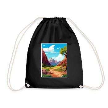 Zion National Park Utah Vintage Travel Poster WPA - Drawstring Bag - black - Front