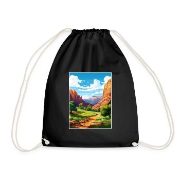 Zion National Park Utah Vintage Travel Poster WPA - Drawstring Bag - black - Front