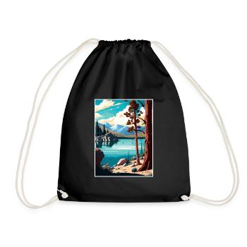 Big Bear Lake California Vintage Travel Poster WPA - Drawstring Bag - black - Front