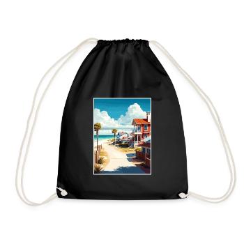 Santa Rosa Beach Florida Vintage Travel Poster WPA - Drawstring Bag - black - Front