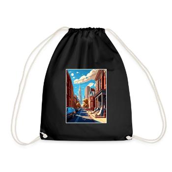 Philadelphia Pennsylvania Vintage Travel Poster - Drawstring Bag - black - Front