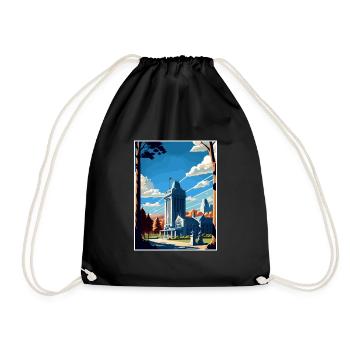 West Point New York State Vintage Travel Poster - Drawstring Bag - black - Front