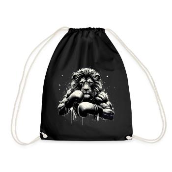 Löwe Boxer Kämpfer Boxen Geschenk - Turnbeutel - Schwarz - Vorne