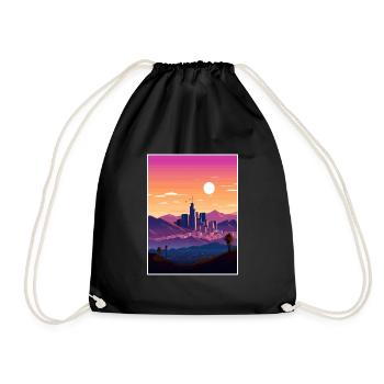 Los Angeles California Deco Vintage Travel Poster - Drawstring Bag - black - Front