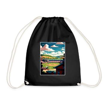 Cooperstown New York State Vintage Travel Poster - Drawstring Bag - black - Front