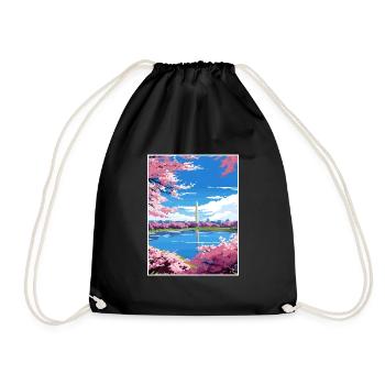 Washington Dc United States Vintage Travel Poster - Drawstring Bag - black - Front