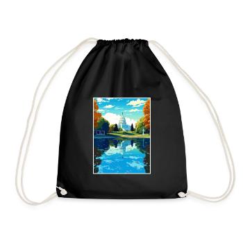 Washington Dc United States Vintage Travel Poster - Drawstring Bag - black - Front