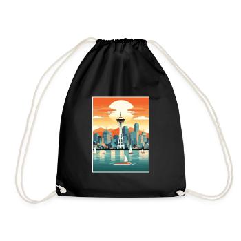 Vancouver Canada décoration Vintage affiche de voyage - Sac de sport léger - noir - Devant