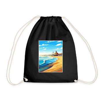 Huntington Beach Californie Vintage affiche de voyage - Sac de sport léger - noir - Devant