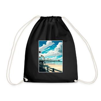 Huntington Beach Californie Vintage affiche de voyage - Sac de sport léger - noir - Devant