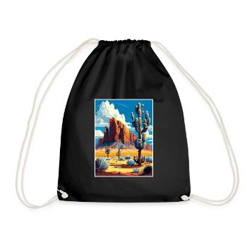 Lost Dutchman State Park Arizona Travel Poster - Drawstring Bag - black - Front