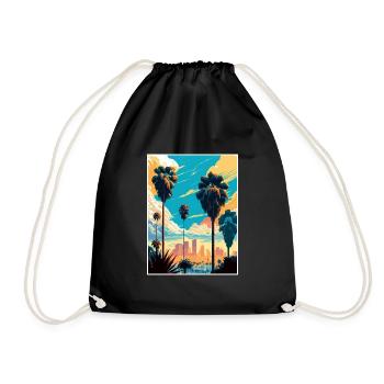 Los Angeles California Deco Vintage Travel Poster - Drawstring Bag - black - Front