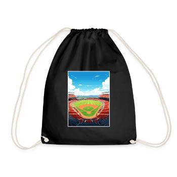 La Angels Stadium California Vintage Travel Poster - Drawstring Bag - black - Front