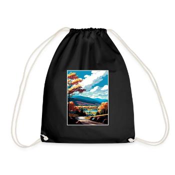 The Catskills New York State Vintage Travel Poster - Drawstring Bag - black - Front