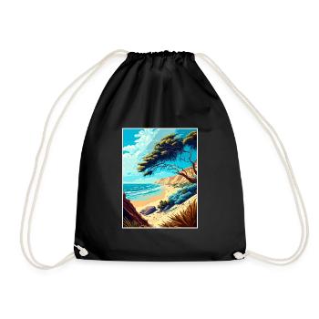 Carpinteria Bluffs California Travel Poster - Drawstring Bag - black - Front