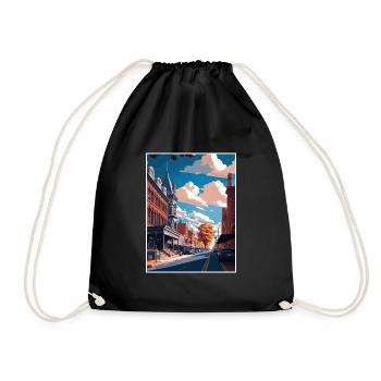 Lancaster County Pennsylvania Travel Poster - Drawstring Bag - black - Front