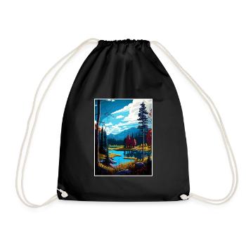 Adirondack Park New York State Travel Poster - Drawstring Bag - black - Front
