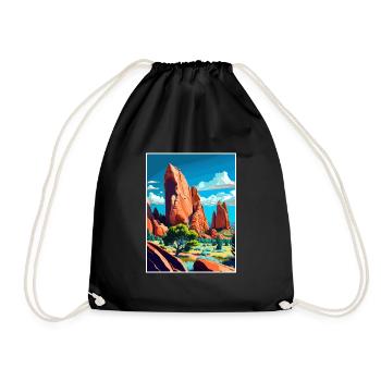 Gardens Of The Gods Colorado Vintage Travel Poster - Drawstring Bag - black - Front